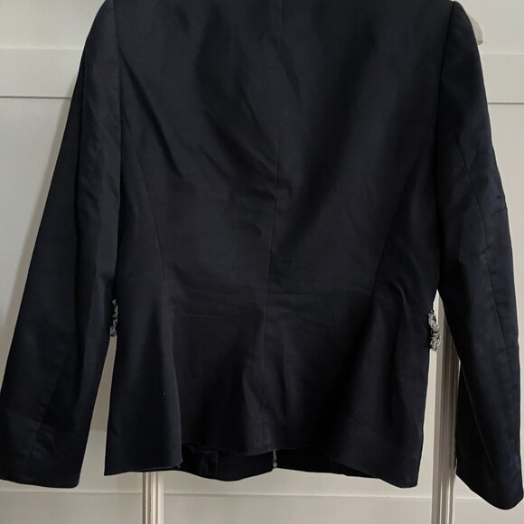 EUC TAHARI Arthur Levine blue lapis fringe lined blazer (6) - Picture 2 of 5